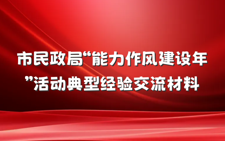 市民政局“能力作风建设年”活动典型经验交流材料