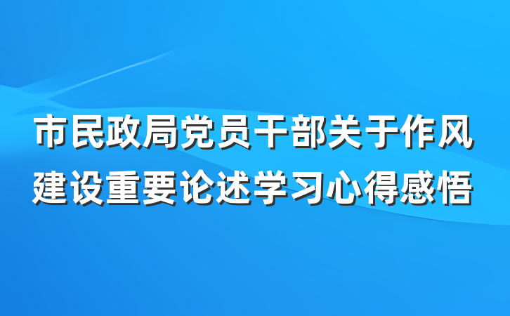 市民政局党员干部关于作风建设重要论述学习心得感悟