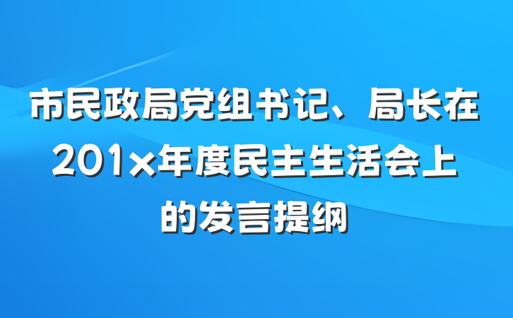 市民政局党组书记、局长在201x年度民主生活会上的发言提纲