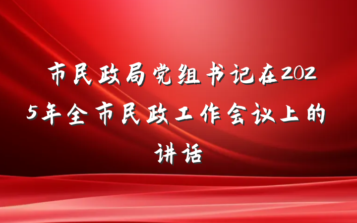 市民政局党组书记在2025年全市民政工作会议上的讲话