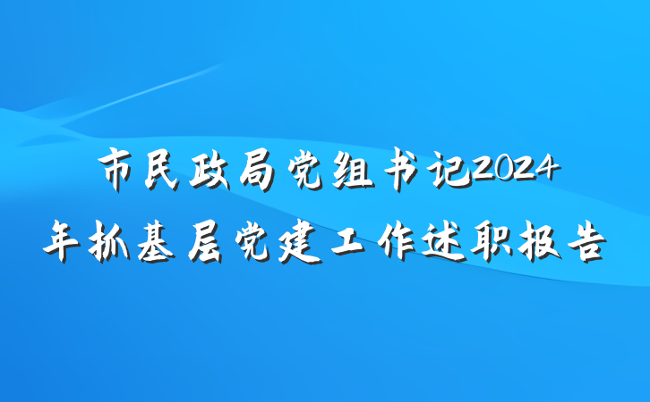 市民政局党组书记2024年抓基层党建工作述职报告