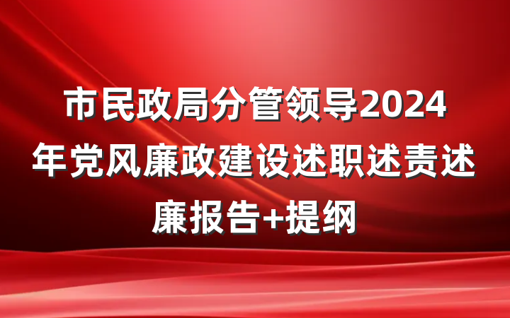 市民政局分管领导2024年党风廉政建设述职述责述廉报告 提纲