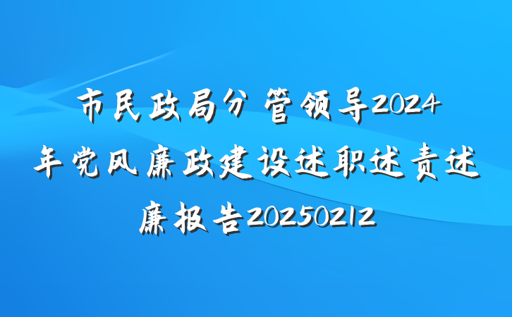 市民政局分管领导2024年党风廉政建设述职述责述廉报告20250212