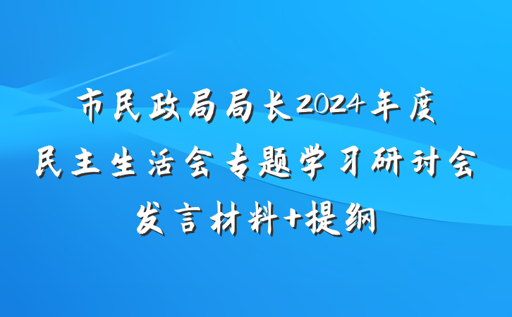 市民政局局长2024年度民主生活会专题学习研讨会发言材料 提纲