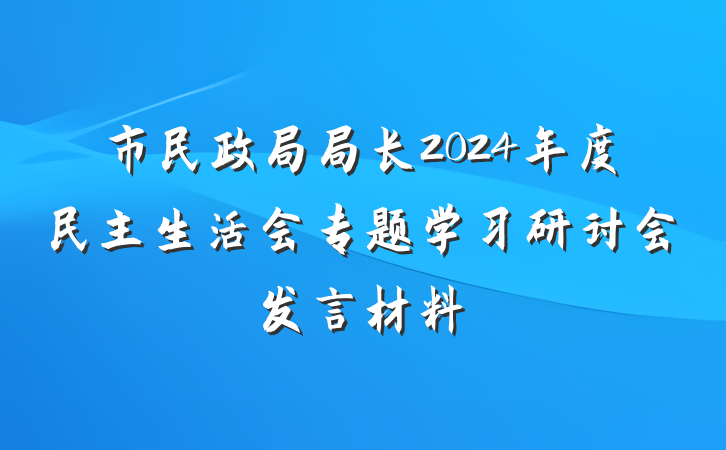 市民政局局长2024年度民主生活会专题学习研讨会发言材料
