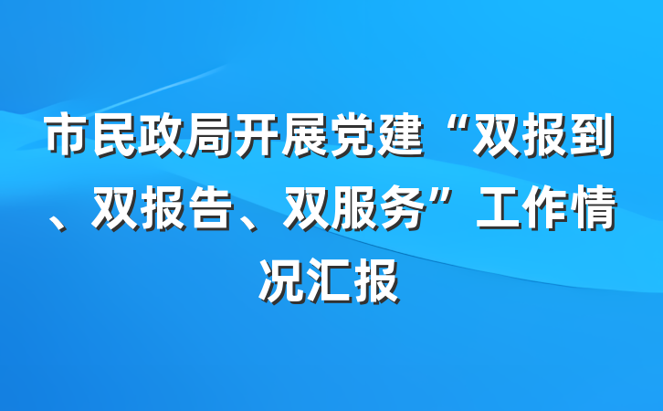 市民政局开展党建“双报到、双报告、双服务”工作情况汇报