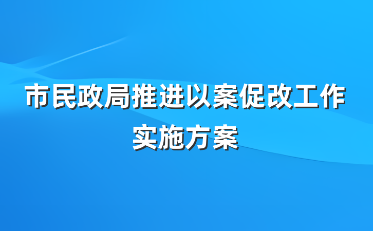 市民政局推进以案促改工作实施方案