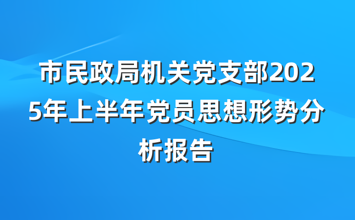 市民政局机关党支部2025年上半年党员思想形势分析报告