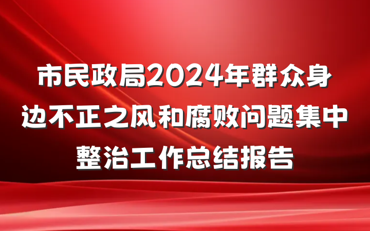市民政局2024年群众身边不正之风和腐败问题集中整治工作总结报告