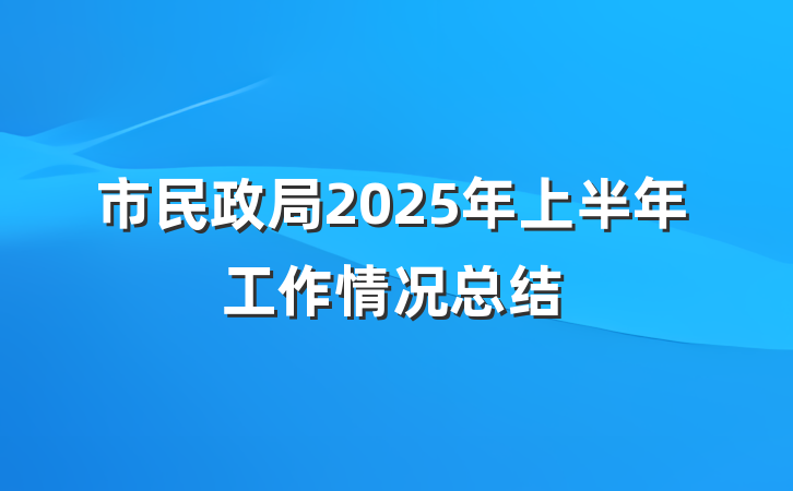 市民政局2025年上半年工作情况总结