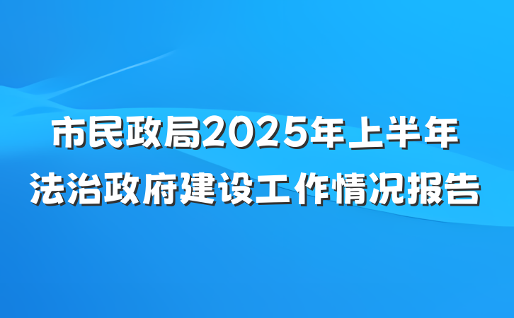 市民政局2025年上半年法治政府建设工作情况报告