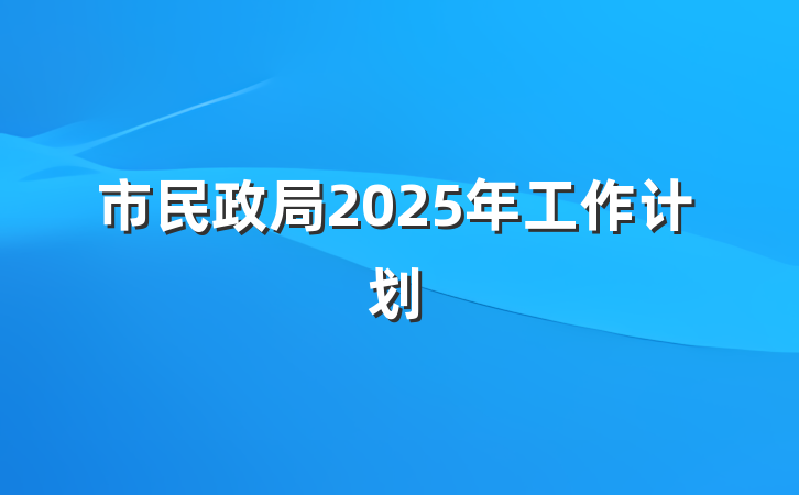 市民政局2025年工作计划