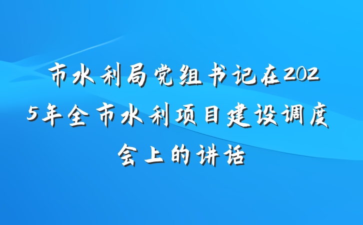 市水利局党组书记在2025年全市水利项目建设调度会上的讲话