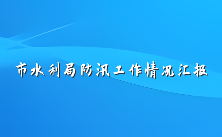市水利局防汛工作情况汇报