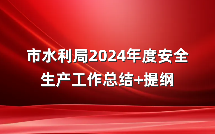 市水利局2024年度安全生产工作总结 提纲