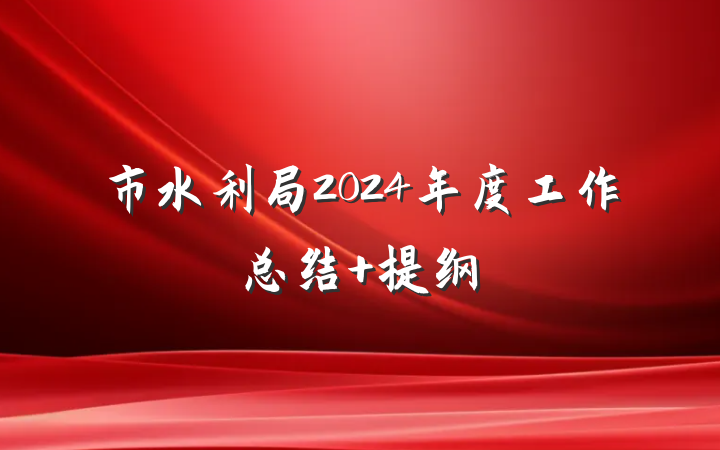 市水利局2024年度工作总结 提纲