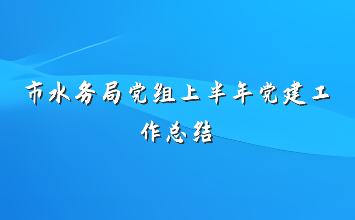 市水务局党组上半年党建工作总结