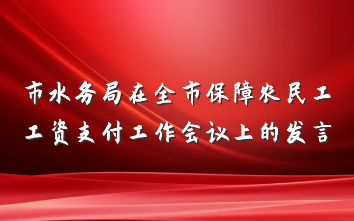 市水务局在全市保障农民工工资支付工作会议上的发言