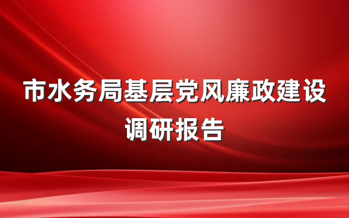 市水务局基层党风廉政建设调研报告