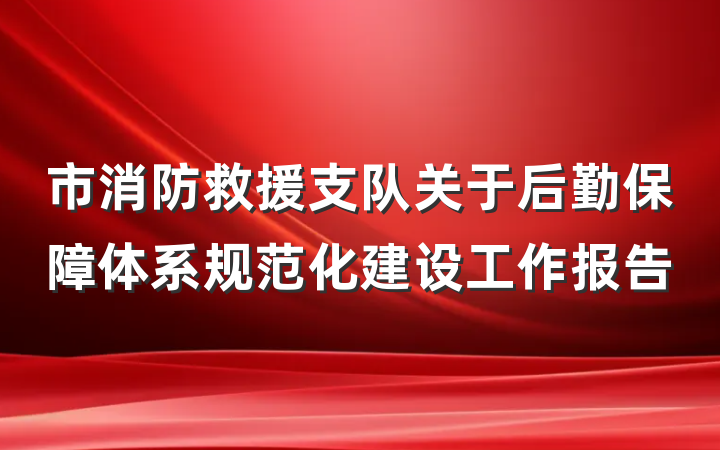 市消防救援支队关于后勤保障体系规范化建设工作报告