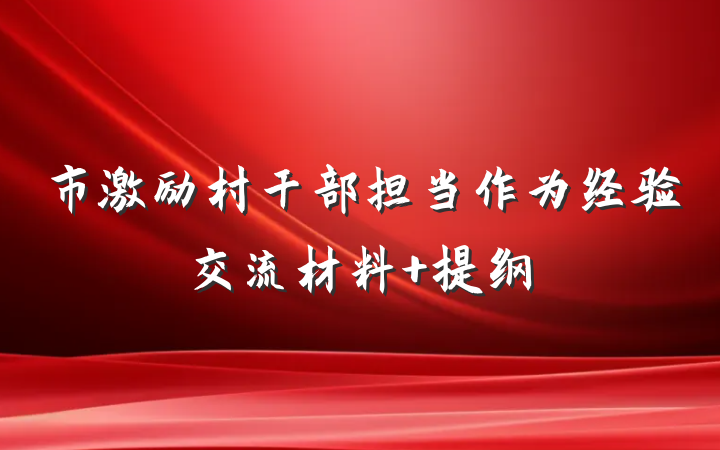 市激励村干部担当作为经验交流材料 提纲