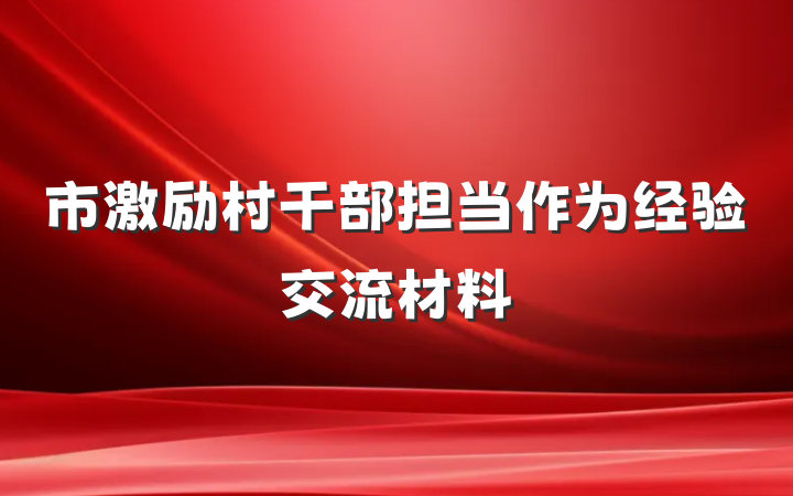 市激励村干部担当作为经验交流材料