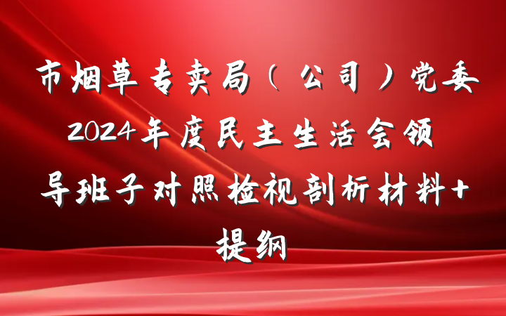 市烟草专卖局（公司）党委2024年度民主生活会领导班子对照检视剖析材料 提纲