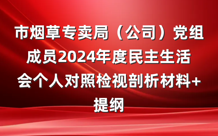 市烟草专卖局（公司）党组成员2024年度民主生活会个人对照检视剖析材料 提纲