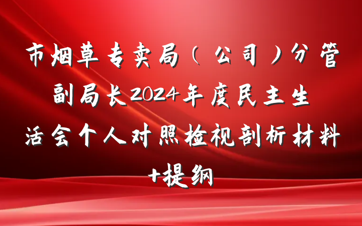 市烟草专卖局（公司）分管副局长2024年度民主生活会个人对照检视剖析材料 提纲