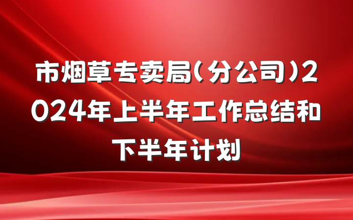 市烟草专卖局（分公司）2024年上半年工作总结和下半年计划