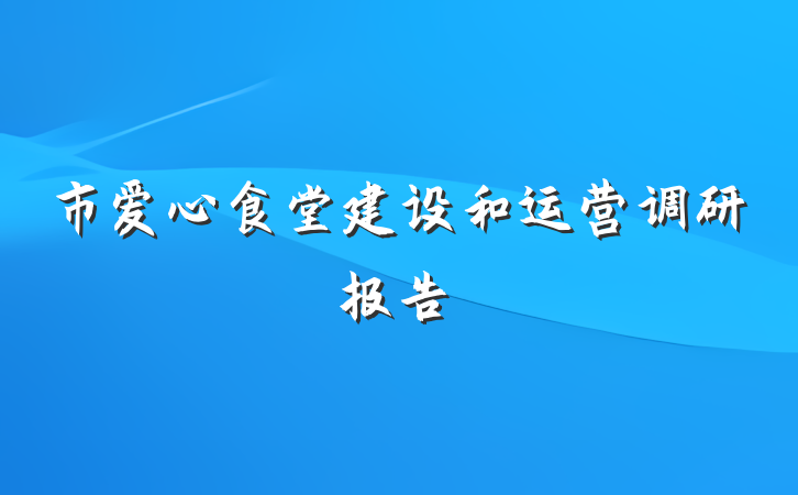 市爱心食堂建设和运营调研报告