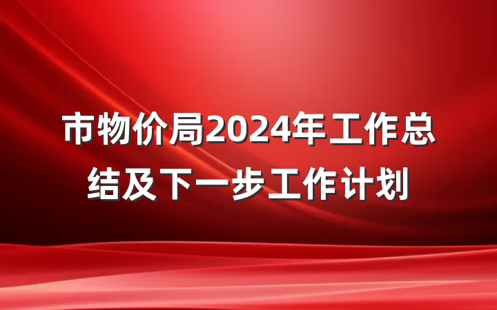市物价局2024年工作总结及下一步工作计划