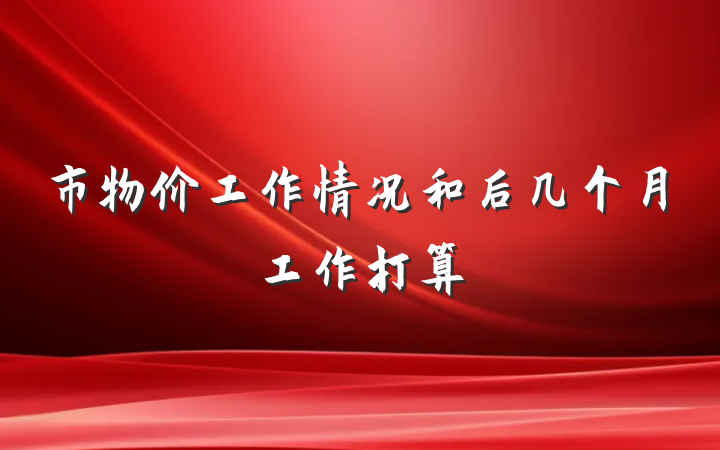 市物价工作情况和后几个月工作打算