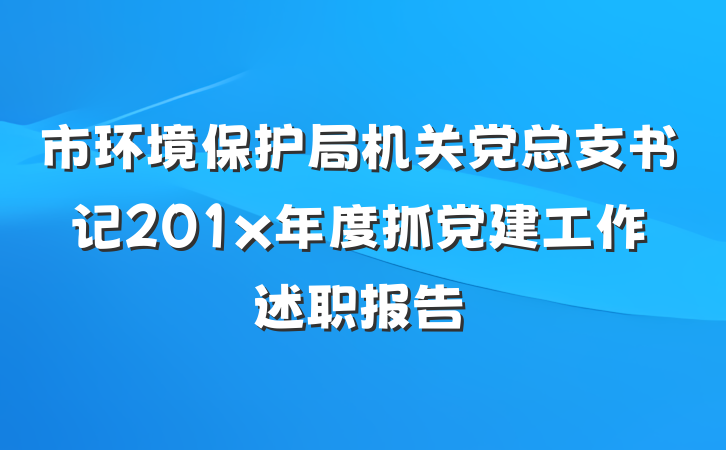 市环境保护局机关党总支书记201x年度抓党建工作述职报告