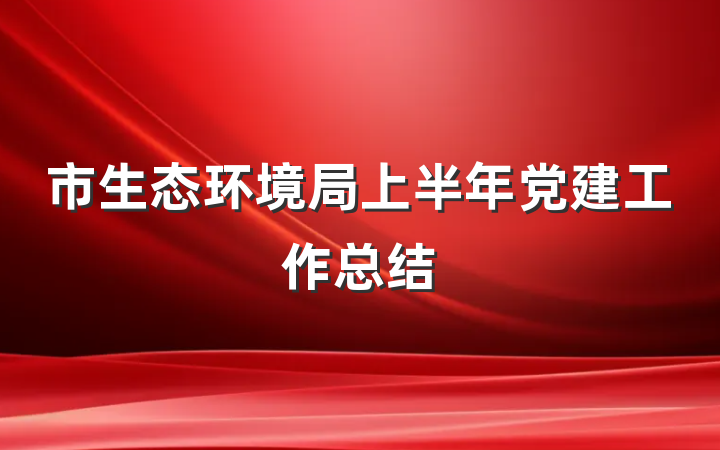 市生态环境局上半年党建工作总结