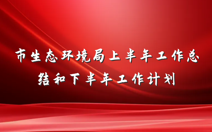 市生态环境局上半年工作总结和下半年工作计划