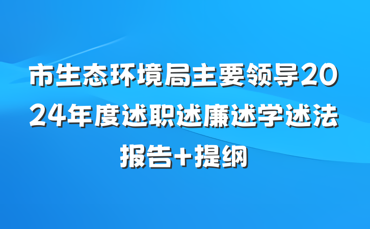 市生态环境局主要领导2024年度述职述廉述学述法报告 提纲