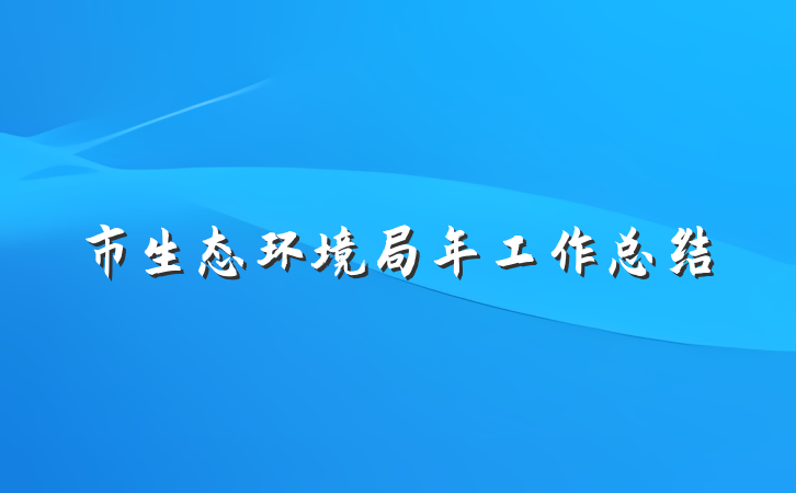 市生态环境局年工作总结