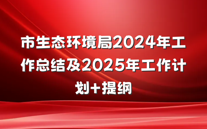 市生态环境局2024年工作总结及2025年工作计划 提纲
