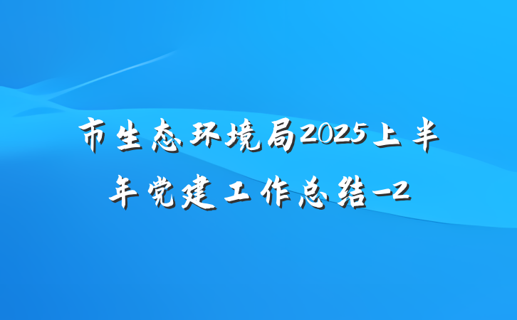 市生态环境局2025上半年党建工作总结-2