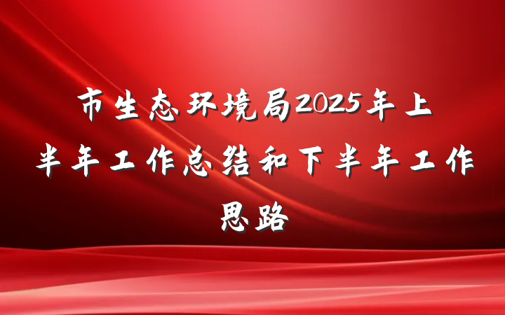 市生态环境局2025年上半年工作总结和下半年工作思路
