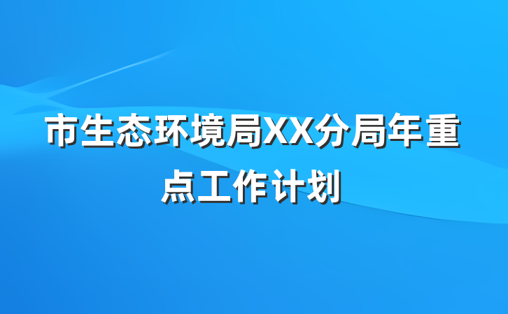 市生态环境局XX分局年重点工作计划