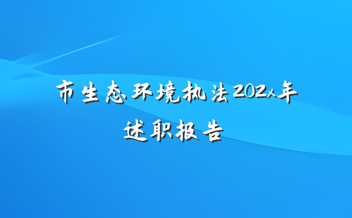 市生态环境执法202x年述职报告
