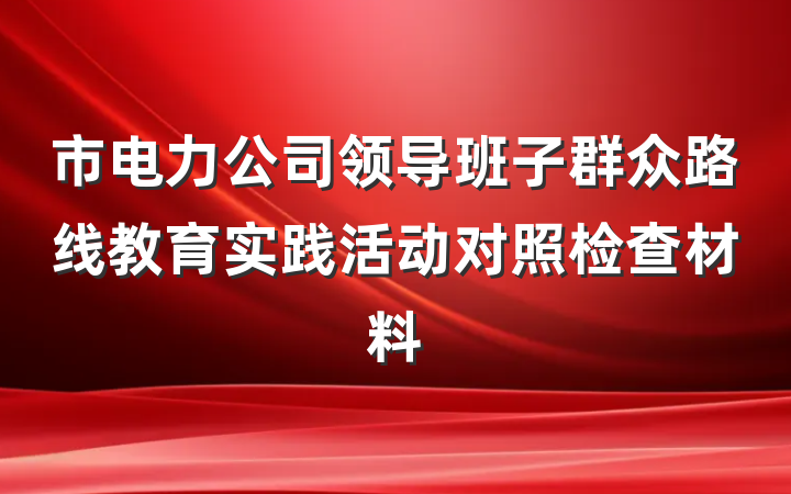 市电力公司领导班子群众路线教育实践活动对照检查材料