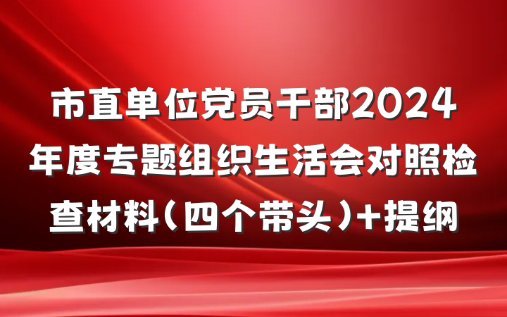 市直单位党员干部2024年度专题组织生活会对照检查材料（四个带头） 提纲