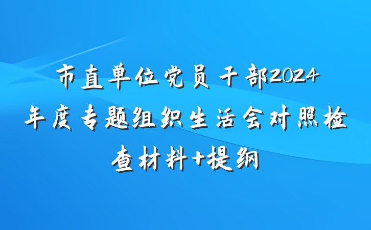 市直单位党员干部2024年度专题组织生活会对照检查材料 提纲