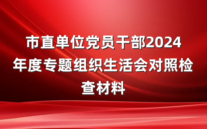 市直单位党员干部2024年度专题组织生活会对照检查材料