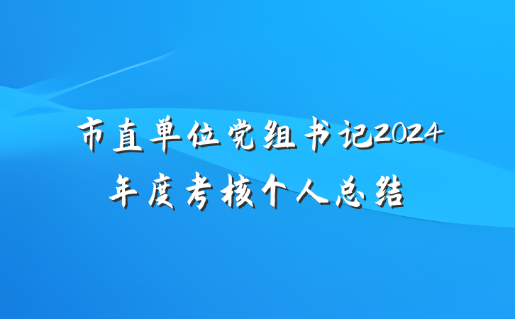市直单位党组书记2024年度考核个人总结