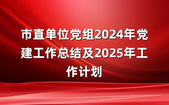 市直单位党组2024年党建工作总结及2025年工作计划