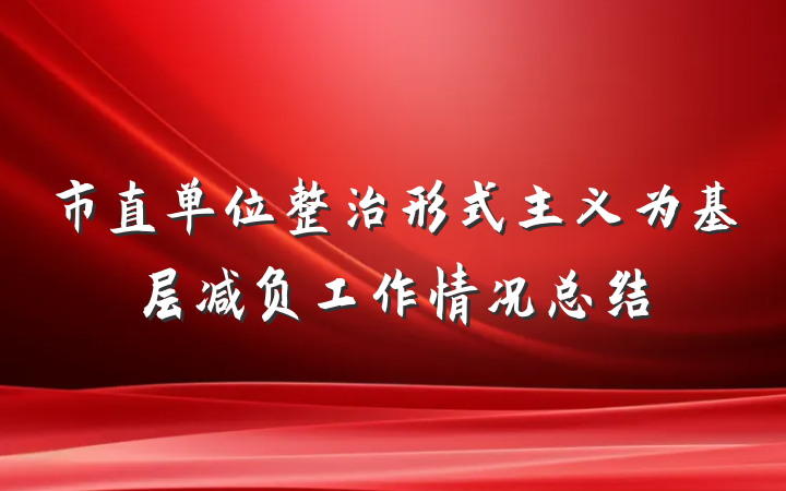 市直单位整治形式主义为基层减负工作情况总结